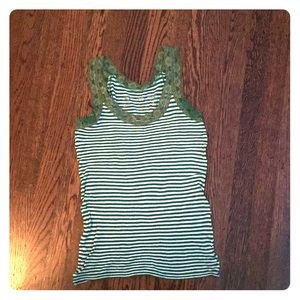 striped lace green tank top